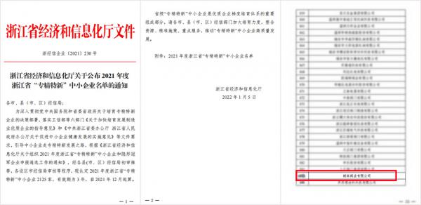 耐森閥業(yè)榮獲“國家高新技術(shù)企業(yè)”、“浙江省專精特新企業(yè)”認定